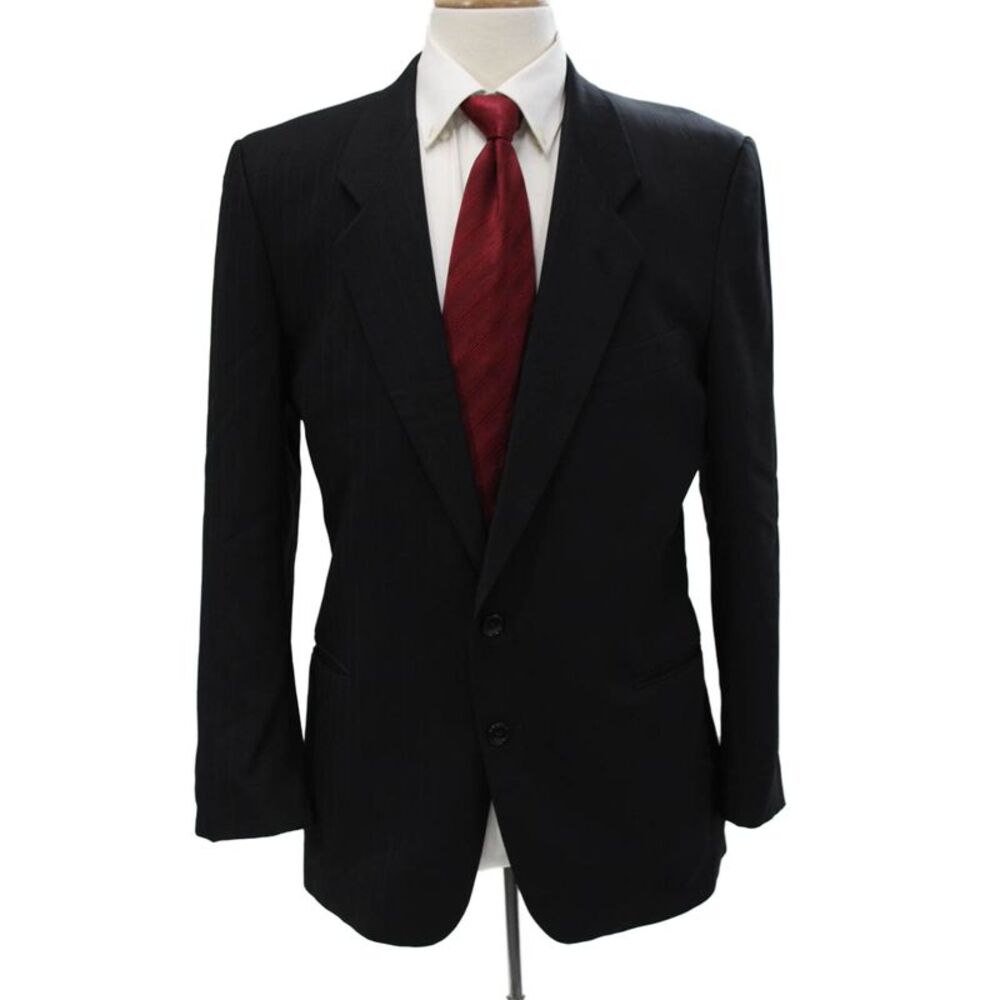 Mani By Giorgio Armani Mens Black Collared Suit Jacket Button Classic Size 40